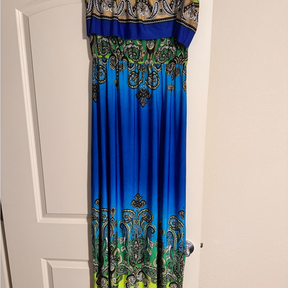 BONGO Green Embellished Tiered Maxi Sundress